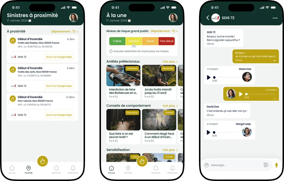 Aperçu de l’application SDIS