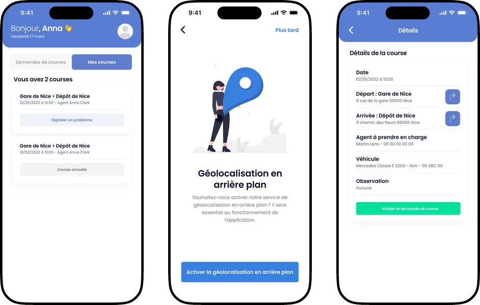 Aperçu de l’application SNCF